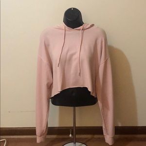 light pink-cropped hoodie
